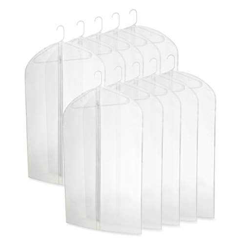 40" Clear Plastic Hanging Garment Bags for Clothes Storage - Suits, Dresses & Clothing Bags - (10 Pack)