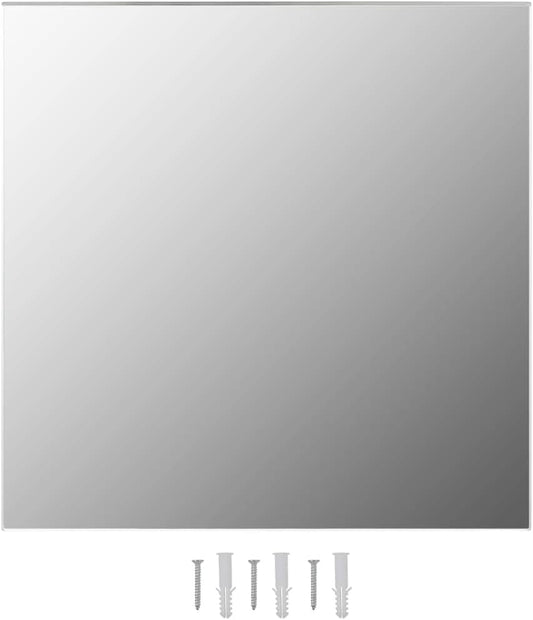 Frameless Mirrors Tiles for Walls, Square Glass Mirrors for Bathroom, Bedroom, Living Room, Yoga Room, Dance Studio, Doors & Home Gym(Silver, 23.6"x23.6")