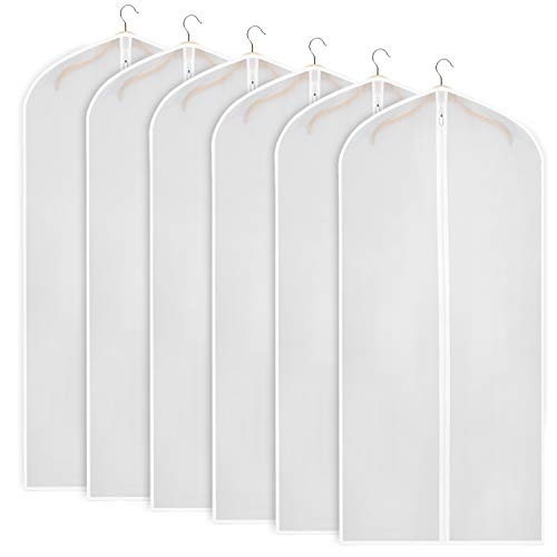 Garment Bags for Long Dresses 60-inch Translucent Suit Bag with Full-Length Zipper (Set of 6) for Dance Costumes Gown Dress Clothes Storage [Upgraded Version]