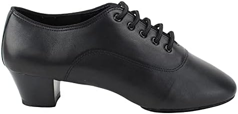 Men's Latin & Rhythm Ballroom Dance Shoes - S417 Black Leather - 1.5 inch Heel & Wood Handle Shoe Brush