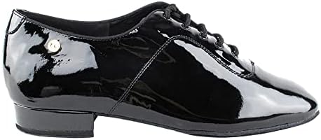 Men's Waltz, Tango Standard & Smooth Ballroom Dance Shoes -CD1427DB Black Patent - 1 inch Heel & Foldable Shoe Brush