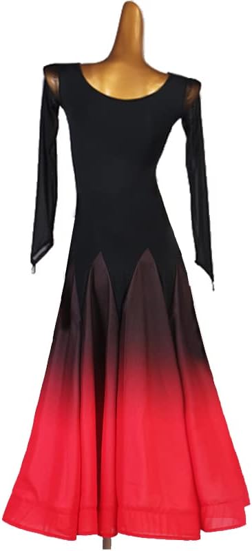 Women's Ballroom Dance Dresses Long Sleeve Gradient Performance Costume Competition Modern Dress