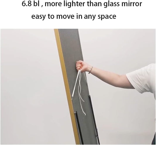 Shatterproof Wall Mirror Full Length Wall Mirror for Bedroom Full Body Mirror Door Hanging Mirror (Gold, 63"×20")