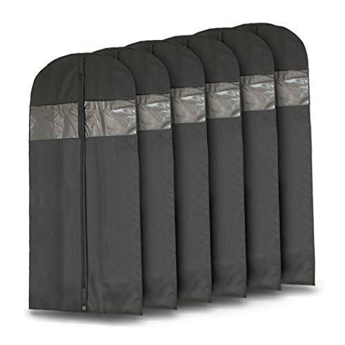 60" Black Garment Bags for Breathable Storage of Dresses & Dance Costumes, Suits-Includes Zipper & Transparent Window (6)