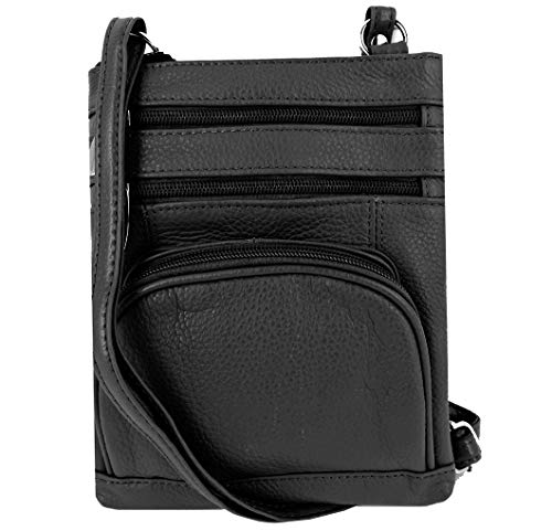 Genuine Leather Pocket Organizer Crossbody Handbag