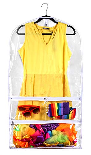 Clear Gusseted Suit Garment Bag 20 inch x 38 inch Dance, Dress, and Costumes Hanging Travel Storage for Clothes, Shoes, and Accessories Water-Resistant Organizer