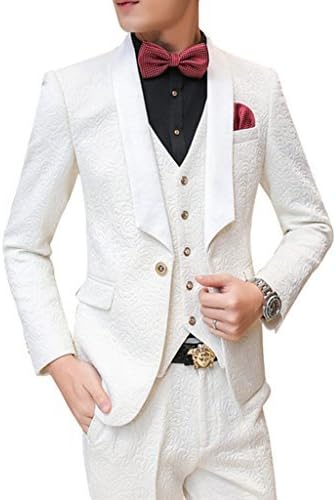 Mens New Casual Slim Fit Skinny Dress Suits 3 Piece