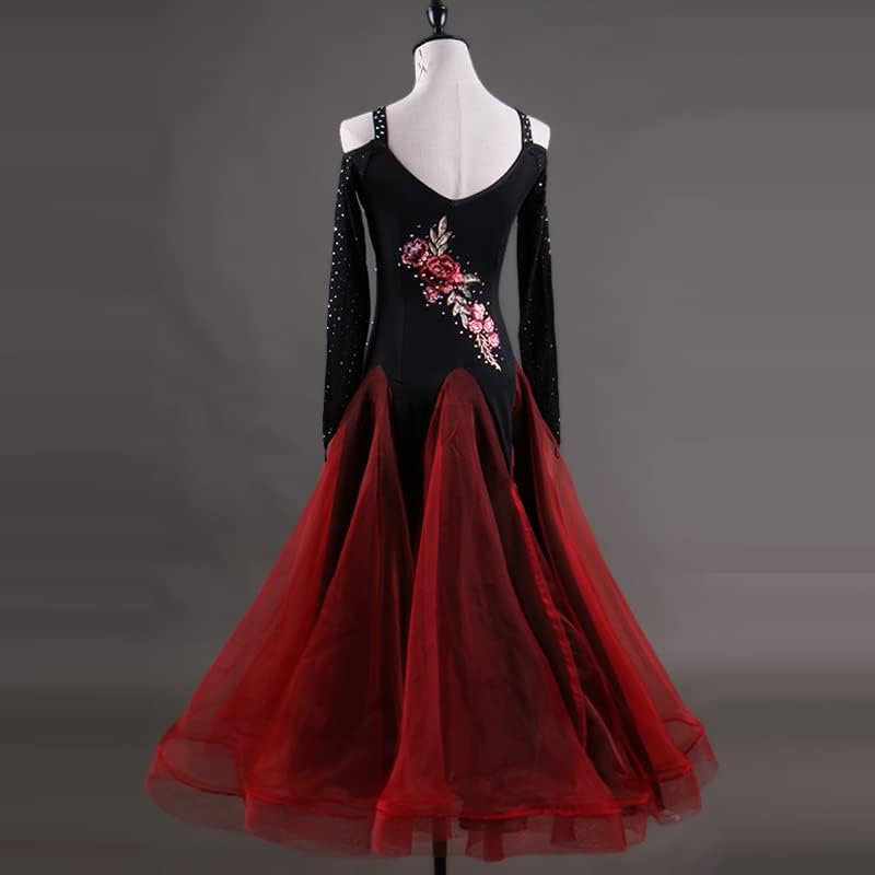 Women's Embroidery Waltz Ballroom Costumes National Standard Dance Competition Dresses Salsa Performance Dancing Outfit