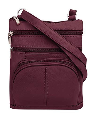 Leathers Genuine Leather Multi-Pocket Crossbody Purse Bag