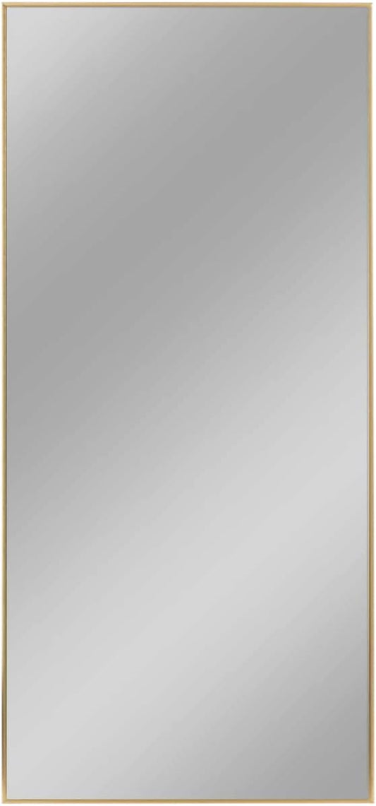 Full Length Floor Mirror 71"x32" Large Rectangle Wall Mirror Standing Hanging or Leaning Against Wall for Bedroom, Dressing and Wall-Mounted Thin Frame Mirror - Gold