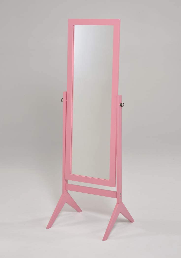 Pink Finish Wooden Cheval Bedroom Floor Mirror Girl Room