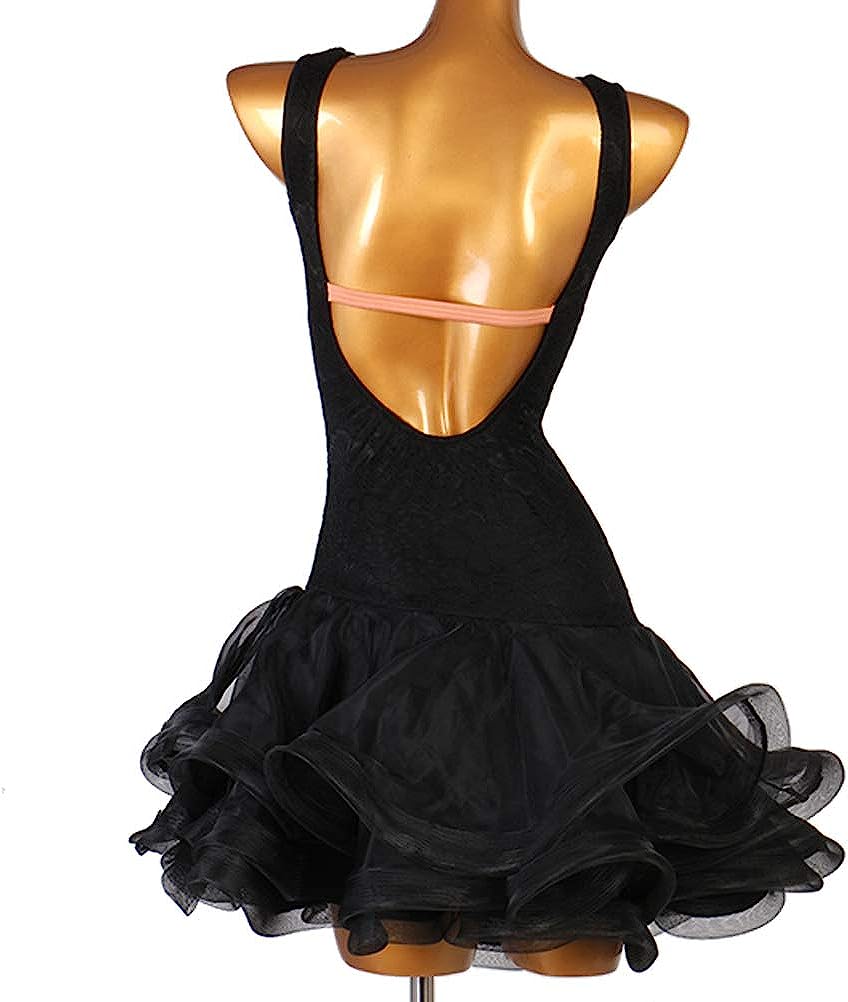 Lace Latin Dance Practice Dresses Ballroom Dress Women V Neck Tango Dancewear Backless Cha Cha Salsa Training Skirt