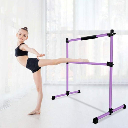Dance Double Classical Bar, Adjustable Height 7-112 cm Lower Bar and Removable Non-Slip Double Bar for Ballet Gymnastics Streching Max Load 50Kg (Color : Purple, Size : 120cm)