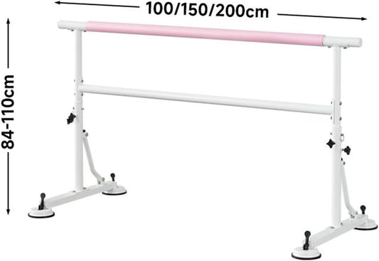 Portable Ballet Barre for Home Studio, Height Adjustable 84-110cm，Double Ballet Barre with Non-Slip Stand, Adjustable Stretching Bars for Adults(Size:100 * 84-110cm,Color:A)