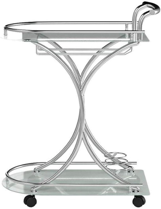 Elfman 2-shelve Serving Cart Chrome and White