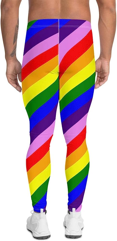 Men's Rainbow Running Leggings Meggings Tights Compression Pants