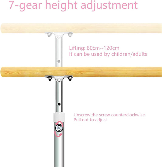 Ballet Barre Portable for Home, 1.5m Adjustable Gymnastics Bar, Freestanding Dance Sticks for Stretch, (Color : White) (A 150CM)