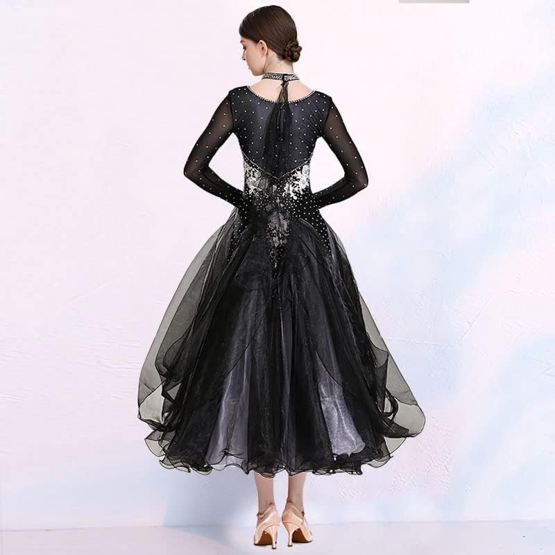 Professional Ballroom Costume Waltz Flamenco Competition Dancewear High-End National Standard Dance Dress Rhinestones