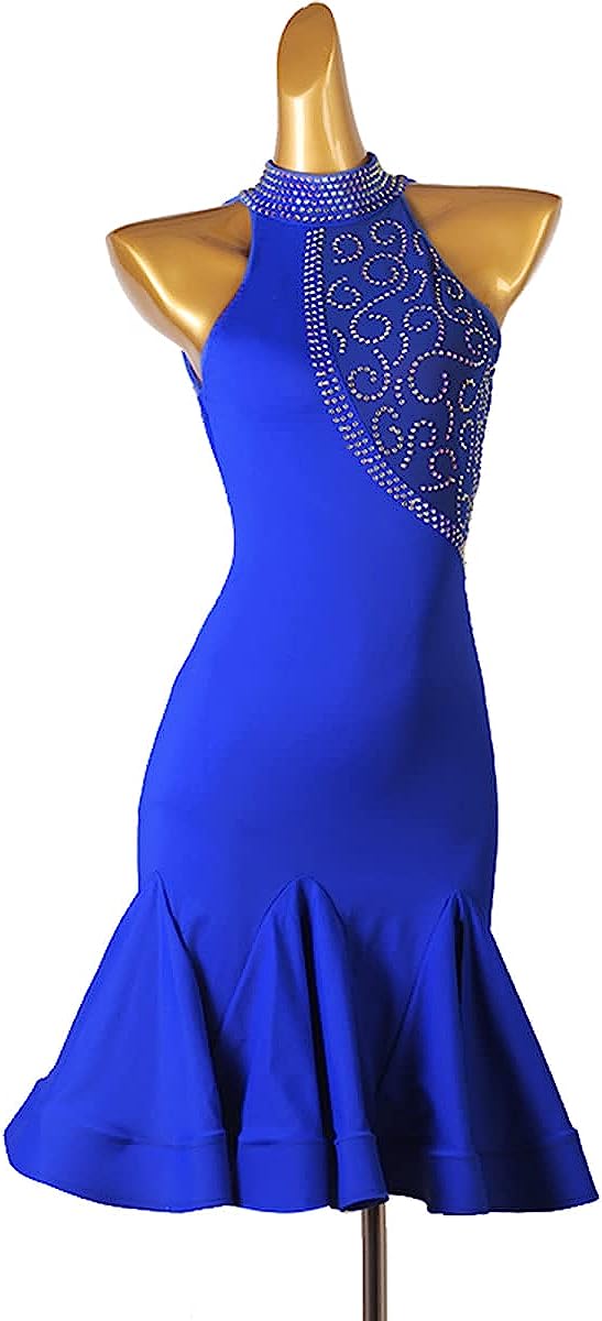 Women Latin Dance Dresses Ballroom High Collar Sleeveless Salsa Samba Cha Cha Rumba Backless Latin Competition Dress