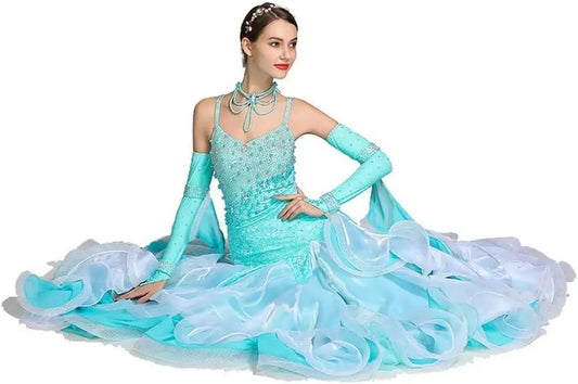Luxury Ballroom Dancing Dresses for Women Sequins Latin Dance Costume Flamenco Waltz Salsa Dance Dress