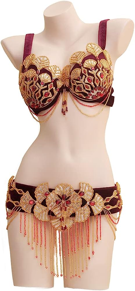 Belly Dancer Costumes for Women Belly Dance Bra and Belt Velvet Bellydance Costume Outfit Carnival Bra Belt