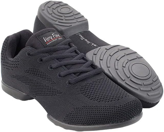 Men's Women's Dance Sneaker Practice Sheos - - VFSN020 Black Split-Sole