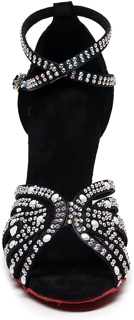 Ballroom Dance Shoes Women’s Rhinestone Salsa Latin Bachata Practice Performance Dancing Shoes