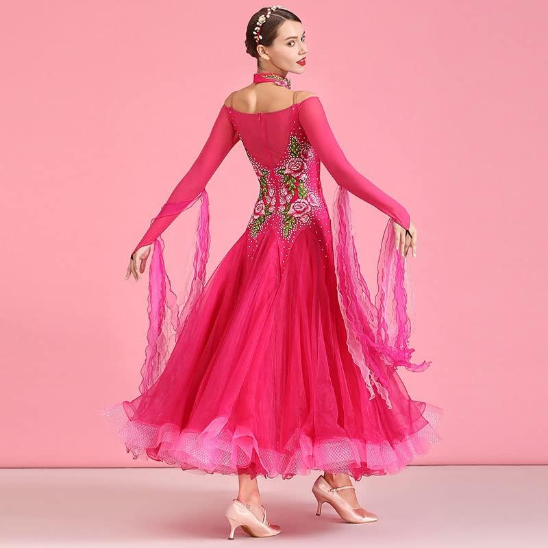 Embroidery National Standard Ballroom Dance Dresses Salsa Tango Dancing Outfit Womens Waltz Modern Competition Costume