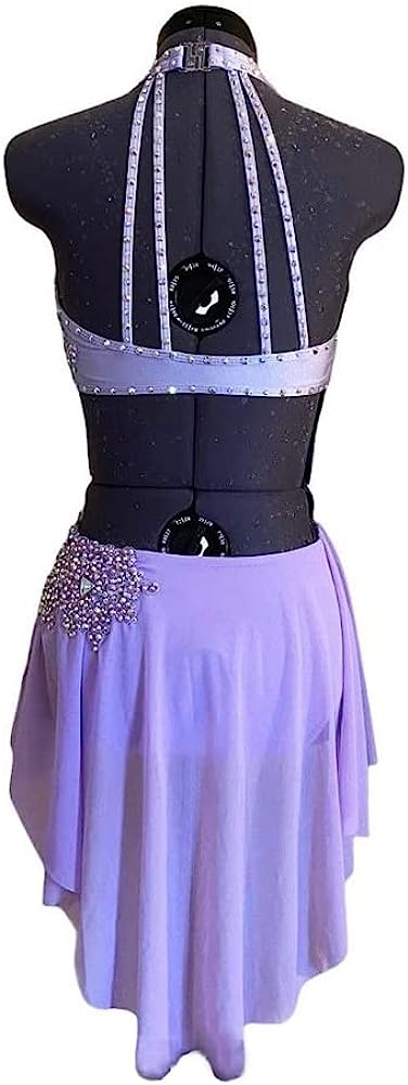 Lyrical Dance Dress Purple Pearl Three-Dimensional Artificial Flower Girl Competition Performance