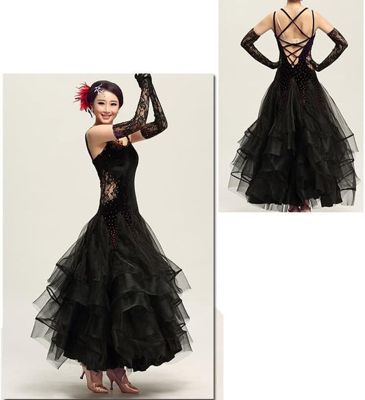 Sleeveless Standard Ballroom Dance Dresses Women's Backless Practice Costumes Modern Wear for Performance Skirt