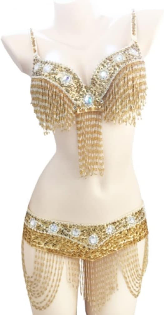 Women's Belly Dancer Costumes Carnival Performance Dancing Outfits Belly Dance Bra and Belt Bellydance 2-Piece Set