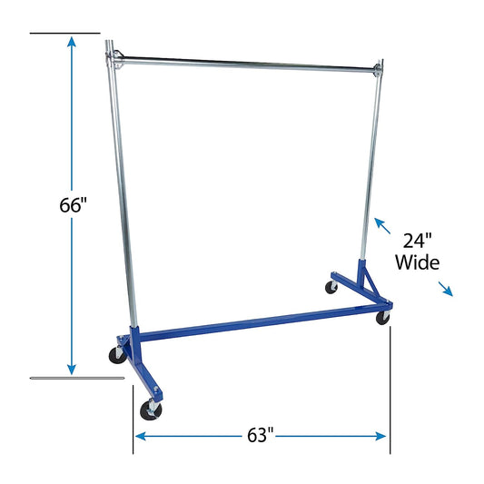 Super Heavy-Duty Single-Rail Z-Truck Clothing Rack - Rack Holds 500lbs