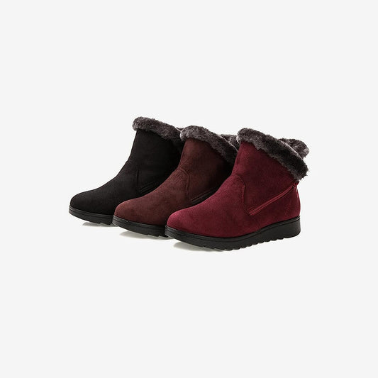 Ladies Boots， Women's Boots Women Ankle Boot Zip Winter Snow Booties Ladies Warm Fur Suede Flat Fashion Female Casual Shoes Plus Size (Color : Brown, Size : 9.5)