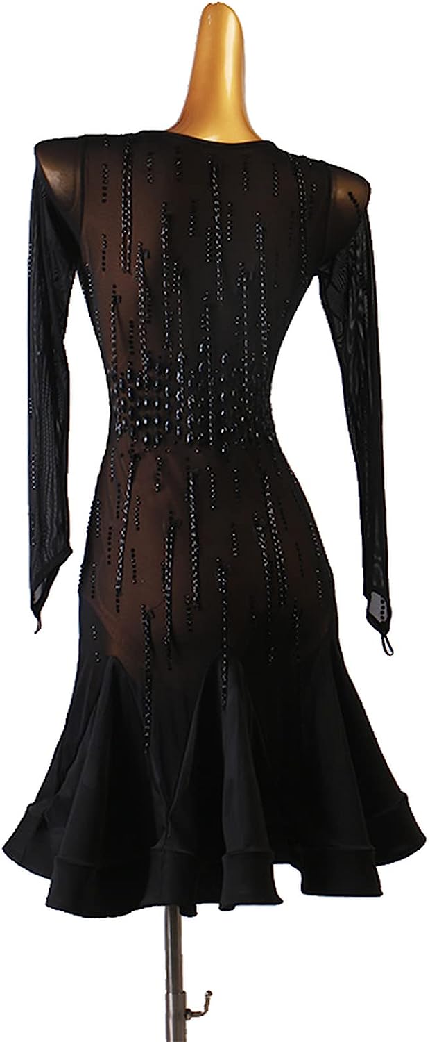 Sequins Tassel Latin Dance Dress for Women's Rumba Ballroom Dance Dress with Shorts