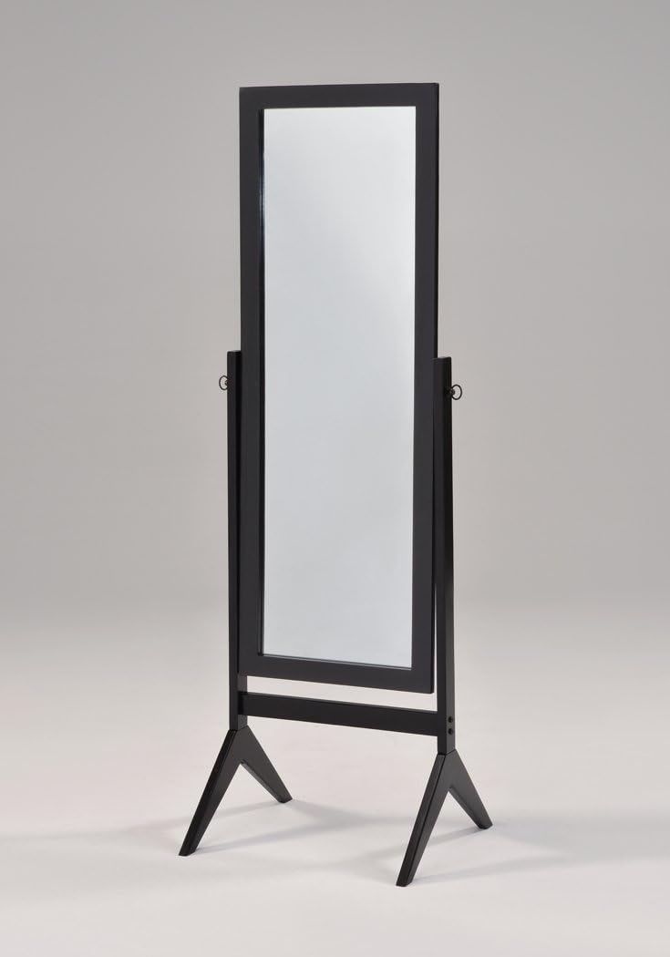 Black Finish Wooden Cheval Bedroom Free Standing Floor Mirror
