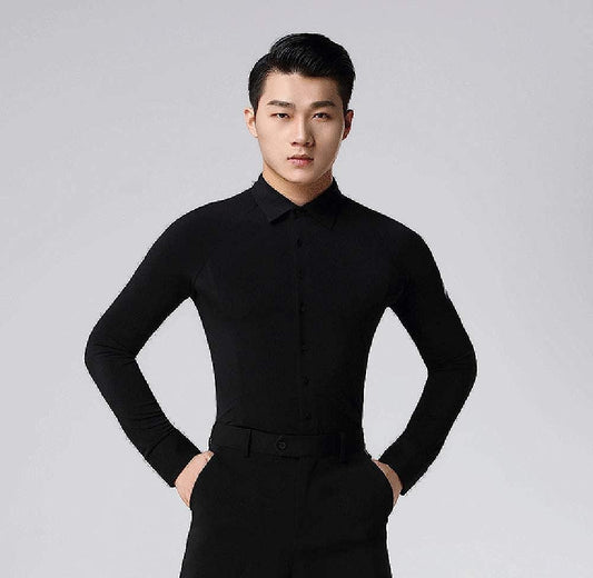 Men's Ballroom Dance Top Shirt Standard Social Latin Waltz Clothes Wear Practise Long Sleeve