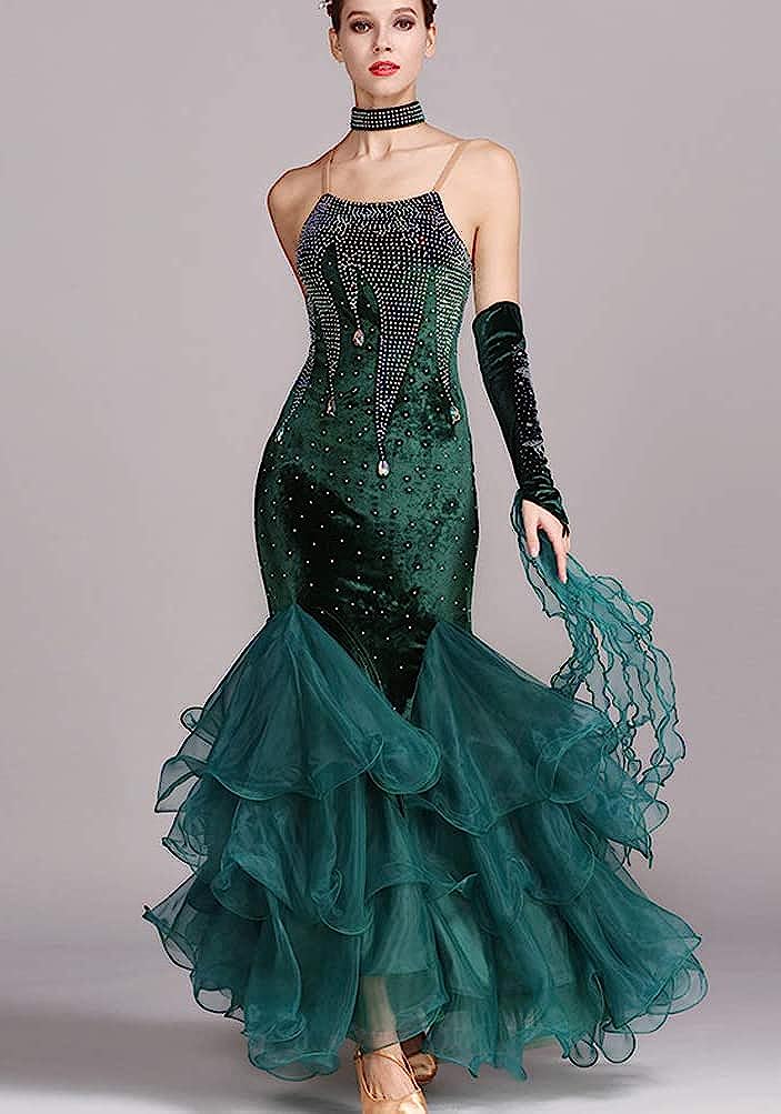 Women's Luxurious Prom Dress,Ballroom Dance Dress, Modern Dance Straps Salsa Waltz Competition Costume