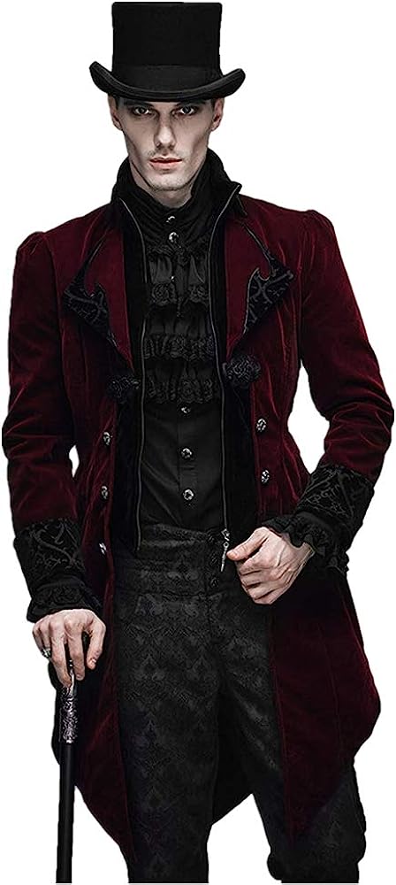 Men's Victorian Gothic Vintage Three-Piece Suit Swallowtail Jacket Dress Shirts Pants Set