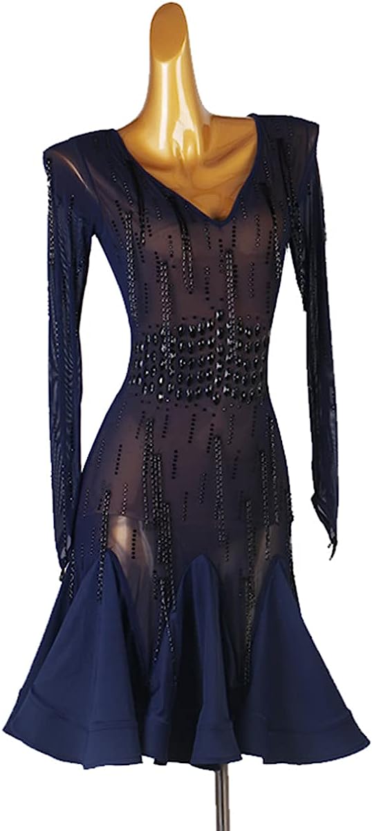 Sexy V-Neck Fringe Latin Dance Dresses for Women Ballroom Salsa Rumba Samba Costume chacha Tango Competition Dress