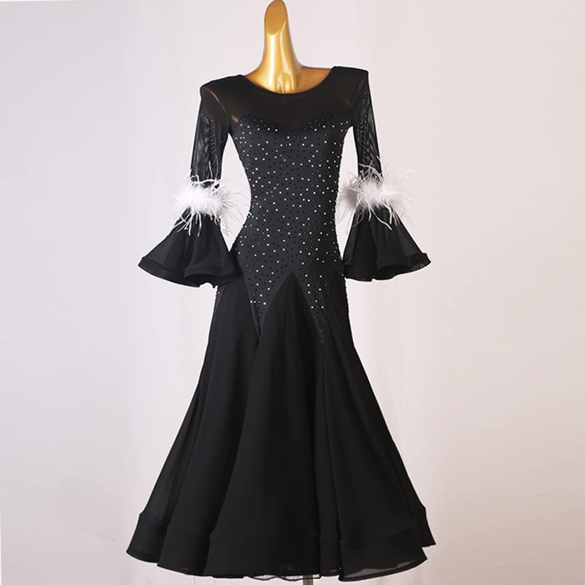 Women's National Standard Dance Dress Summer Modern Waltz Standard Dress Ballroom Black Dresses Competition Costumes