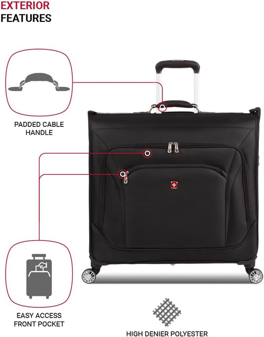 7895 Premium Rolling Garment Bag, Black, Carry-On Spinner Edition