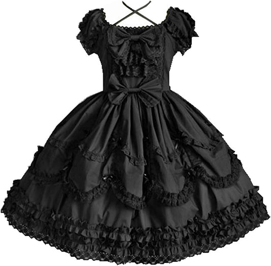 Women Sweet Lolita Dress Princess Halloween Cosplay Costumes Lace Layers Maid Dresses