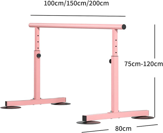 Portable Ballet Barre, Single Ballet Bar with 4 Black Suction Cups, 100/150CM Adjustable Bar for Adults, Freestanding Stretching Bars for Home and Studio - Pink/Blue(Size:100cm,Color:Pink)