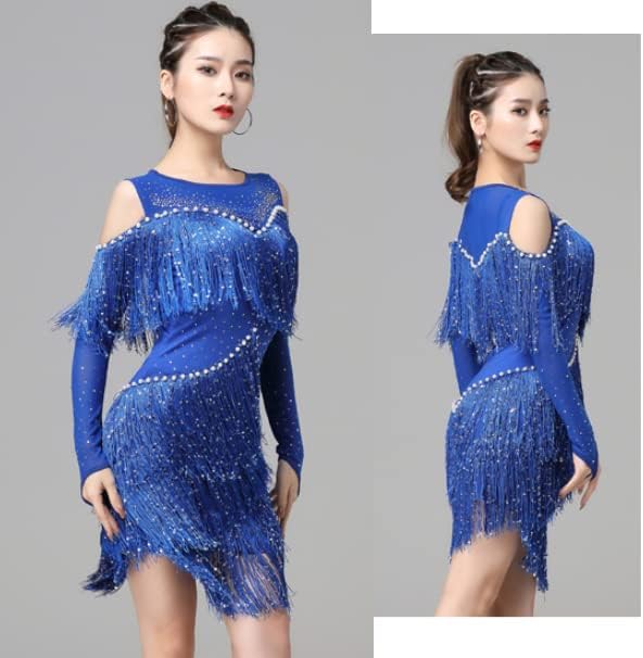 Sequin Tassel Latin Competition Dress Ballroom Dance Performance Costumes Salsa Dance Dress Women Cha Cha Dance Outfit