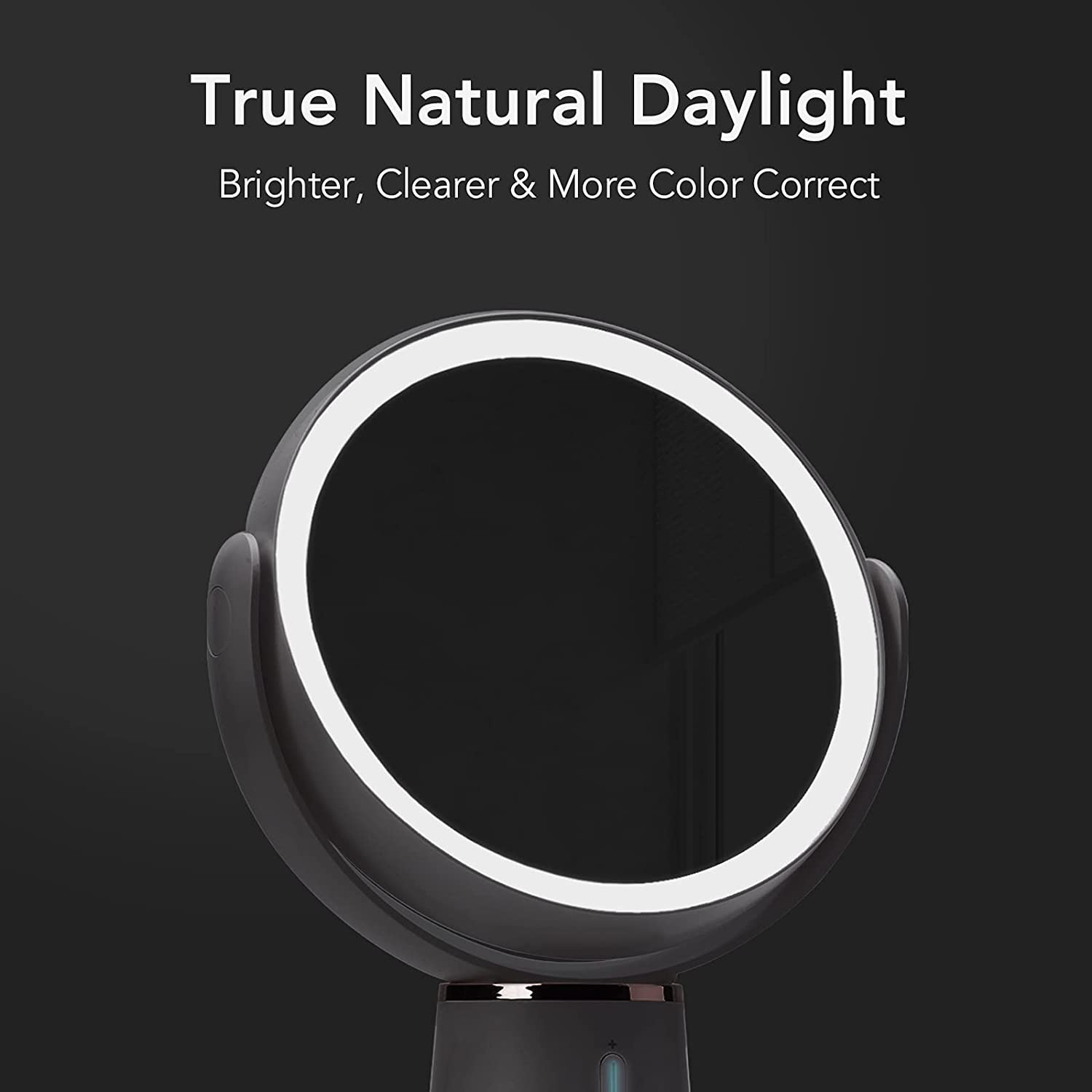 LED Lighted Magnifying Makeup Mirror with Double-Sided 1x/ 10x Magnification, Rechargeable and Adjustable Brightness, Large Tabletop Vanity Mirror (Nova)