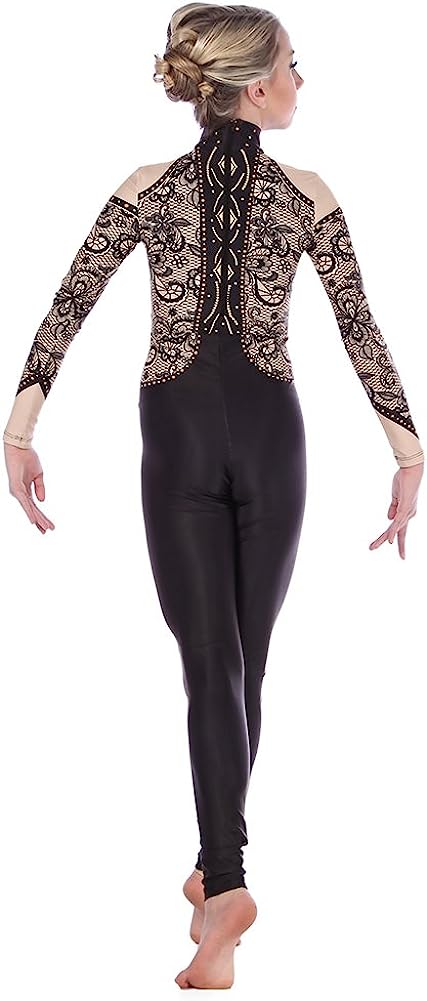 Womens Good As Gold Full Body Unitard Dance Costume