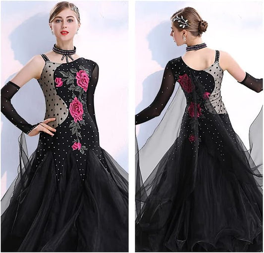 Embroidery Professional Ballroom Dance Dresses for Women Waltz Performance Costume National Standard Dance Dress