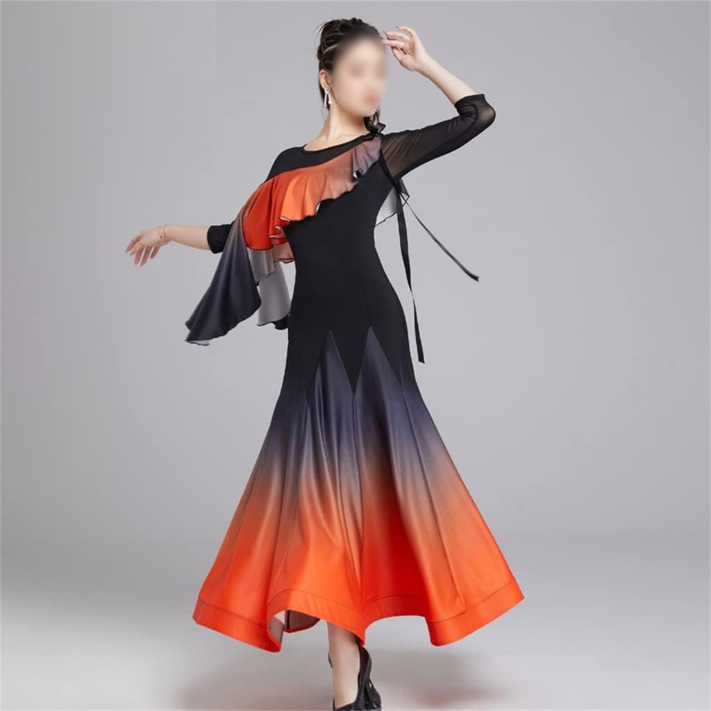 Dance Dress Latin Dance Costumes National Standard Dance Waltz Ballroom Dance Performance Dress (Color : D, Size : M Code)