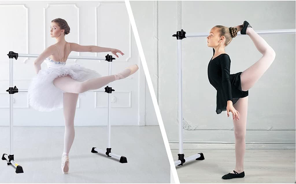 Ballet 4 Foot Portable Bar Home Freestanding Ballet Stretch Dance Bar for Kids Adult Gymnastics Bar (White, One Size)