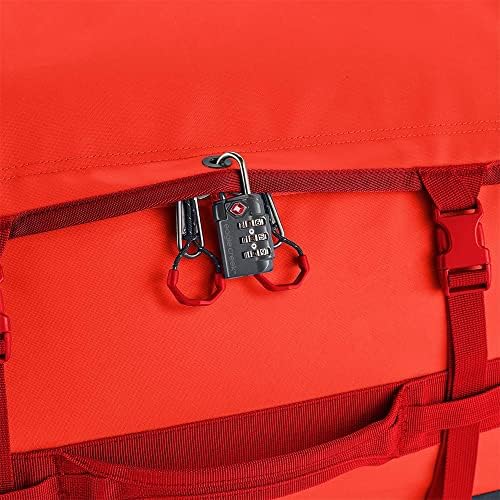 Cargo Hauler 110L Wheeled Duffel Travel Bag with Backpack Straps and Handles, Lockable U-Lid Opening, End Compartments, and Compression Straps, Red